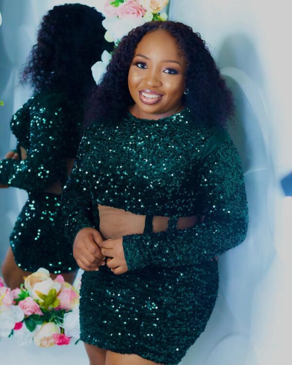 Emerald Allure Sequin Cut-Out Dress